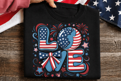 Love USA Bow PNG T-shirt Design, love usa png, usa bow png Product Image 1