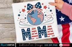 USA Globe Bow PNG T-shirt Design, usa globe png, patriotic Product Image 1