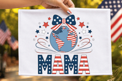 USA Globe Bow PNG T-shirt Design, usa globe png, patriotic Product Image 2