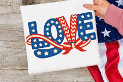 Love USA Bow PNG T-shirt Design, love usa png, usa bow png Product Image 1