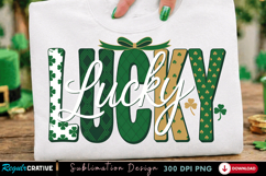 Lucky Clover Text PNG T-shirt Design, lucky png, clover text Product Image 1