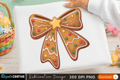 Gingerbread Bow Christmas Design,Cookie Ribbon Illustration Product Image 1