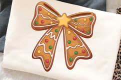 Gingerbread Bow Christmas Design,Cookie Ribbon Illustration Product Image 2