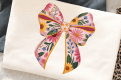 Floral Bow Sublimation Design | Spring Flower Ribbon PNG Product Image 2