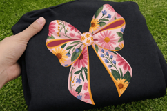 Floral Bow Sublimation Design | Spring Flower Ribbon PNG Product Image 3