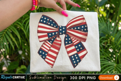 Red, White, and Blue Patriotic Bow Sublimation PNG Design Product Image 3