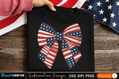 Red, White, and Blue Patriotic Bow Sublimation PNG Design Product Image 1