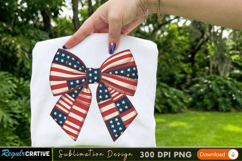 Red, White, and Blue Patriotic Bow Sublimation PNG Design Product Image 2