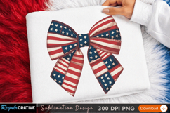 American-Themed Patriotic Bow Sublimation PNG Design Product Image 2