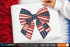 American-Themed Patriotic Bow Sublimation PNG Design Product Image 2