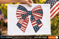 American-Themed Patriotic Bow Sublimation PNG Design Product Image 3