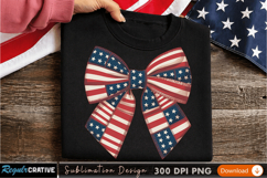 American-Themed Patriotic Bow Sublimation PNG Design Product Image 1