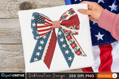 American Flag Bow Sublimation PNG Design for T-Shirt Print Product Image 2