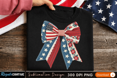 American Flag Bow Sublimation PNG Design for T-Shirt Print Product Image 1