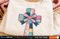 Patchwork Cross with Bow - Sublimation PNG DesignT-Shirt Product Image 2