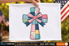 Patchwork Cross with Bow - Sublimation PNG DesignT-Shirt Product Image 3