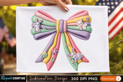 Colorful Floral Bow Sublimation PNG Design for T-Shirt Print Product Image 3