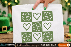 Sublimation-Ready Shamrock and Heart Designs for T-Shirts Product Image 1
