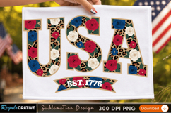 Sublimation PNG Design: USA Flag Pattern with Years 1776 Product Image 1