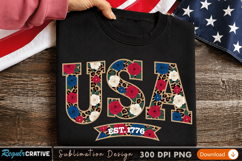 Sublimation PNG Design: USA Flag Pattern with Years 1776 Product Image 2