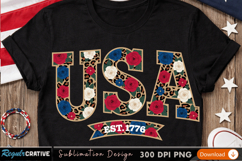 Sublimation PNG Design: USA Flag Pattern with Years 1776 Product Image 3