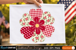 Red Floral Sublimation Design for T-Shirts - Printable PNG Product Image 2