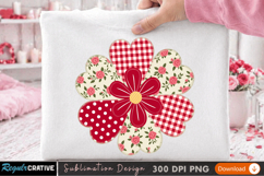 Red Floral Sublimation Design for T-Shirts - Printable PNG Product Image 3