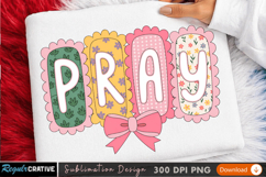Sublimation PNG Design: 'Praise' Decorative Text with Floral Product Image 3