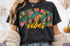 Summer Vibes Sublimation Design ,Printable PNG for DIY Product Image 1