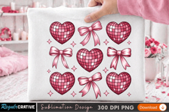 Elegant Red Hearts and Ribbon Sublimation PNG Design Product Image 2