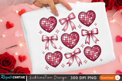 Elegant Red Hearts and Ribbon Sublimation PNG Design Product Image 1