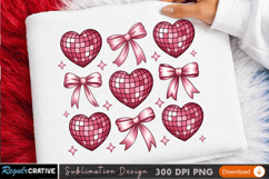 Elegant Red Hearts and Ribbon Sublimation PNG Design Product Image 3