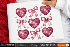 Elegant Red Hearts and Ribbon Sublimation PNG Design Product Image 3