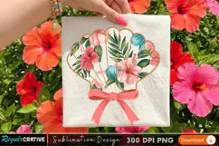 Elegant Floral Fan Sublimation PNG Design for T-Shirt Print Product Image 1