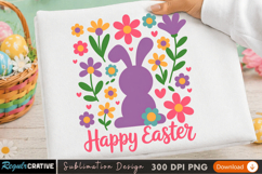 Happy Easter Bunny Sublimation PNG Design for T-Shirt Print Product Image 1