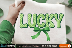 Lucky Green Ribbon Text Sublimation Design for T-Shirts Product Image 2