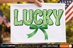 Lucky Green Ribbon Text Sublimation Design for T-Shirts Product Image 3