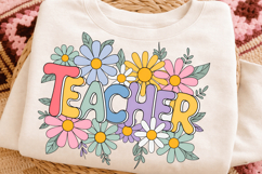 Colorful Abstract Floral Sublimation Design,Teacher PNG Product Image 3