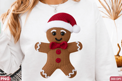 Gingerbread Man with Santa Hat - Sublimation PNG Design Product Image 3