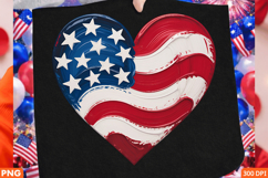 American Flag Heart Sublimation PNG Design for T-Shirt Product Image 1