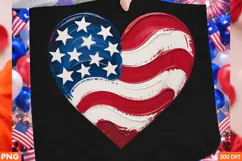 American Flag Heart Sublimation PNG Design for T-Shirt Product Image 1