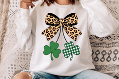 St. Patrick's Day Sublimation Design - Leopard Print Bow png Product Image 2