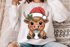 Adorable Santa Cow Holiday PNG Design for Sublimation Design Product Image 2
