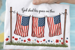 Vintage Patriotic American Flags Sublimation PNG Design Product Image 1