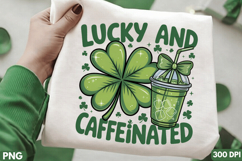 Lucky Four-Leaf Clover with Coffee Mug Sublimation PNG Product Image 1