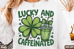 Lucky Four-Leaf Clover with Coffee Mug Sublimation PNG Product Image 2