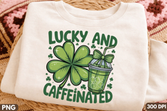 Lucky Four-Leaf Clover with Coffee Mug Sublimation PNG Product Image 3