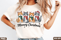 Meowy Christmas Sublimation PNG Design,Meowy Christmas png Product Image 2