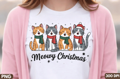 Meowy Christmas Sublimation PNG Design,Meowy Christmas png Product Image 3