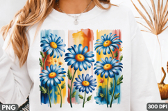 Vibrant Blue Daisy Floral Sublimation PNG Design Product Image 2